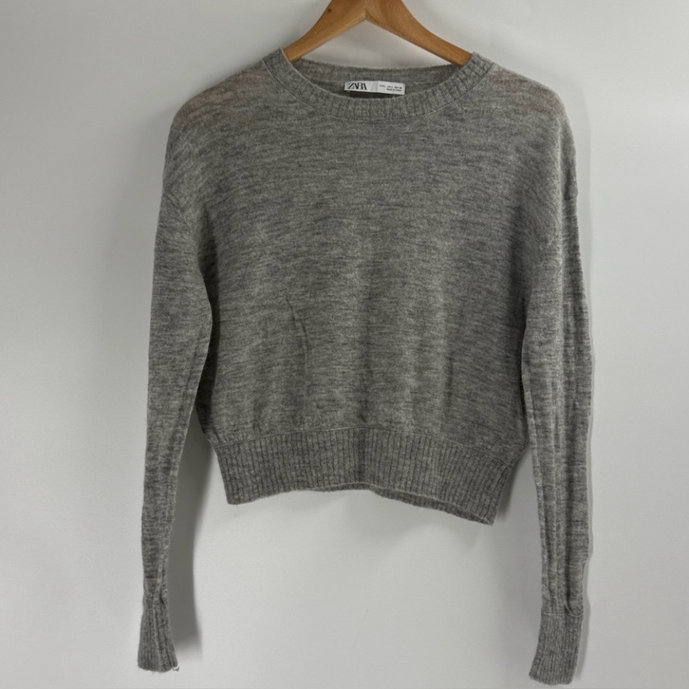 Zara wool alpaca blend lightweight sweater basic layering long sleeve soft cozy - Picture 9 of 9